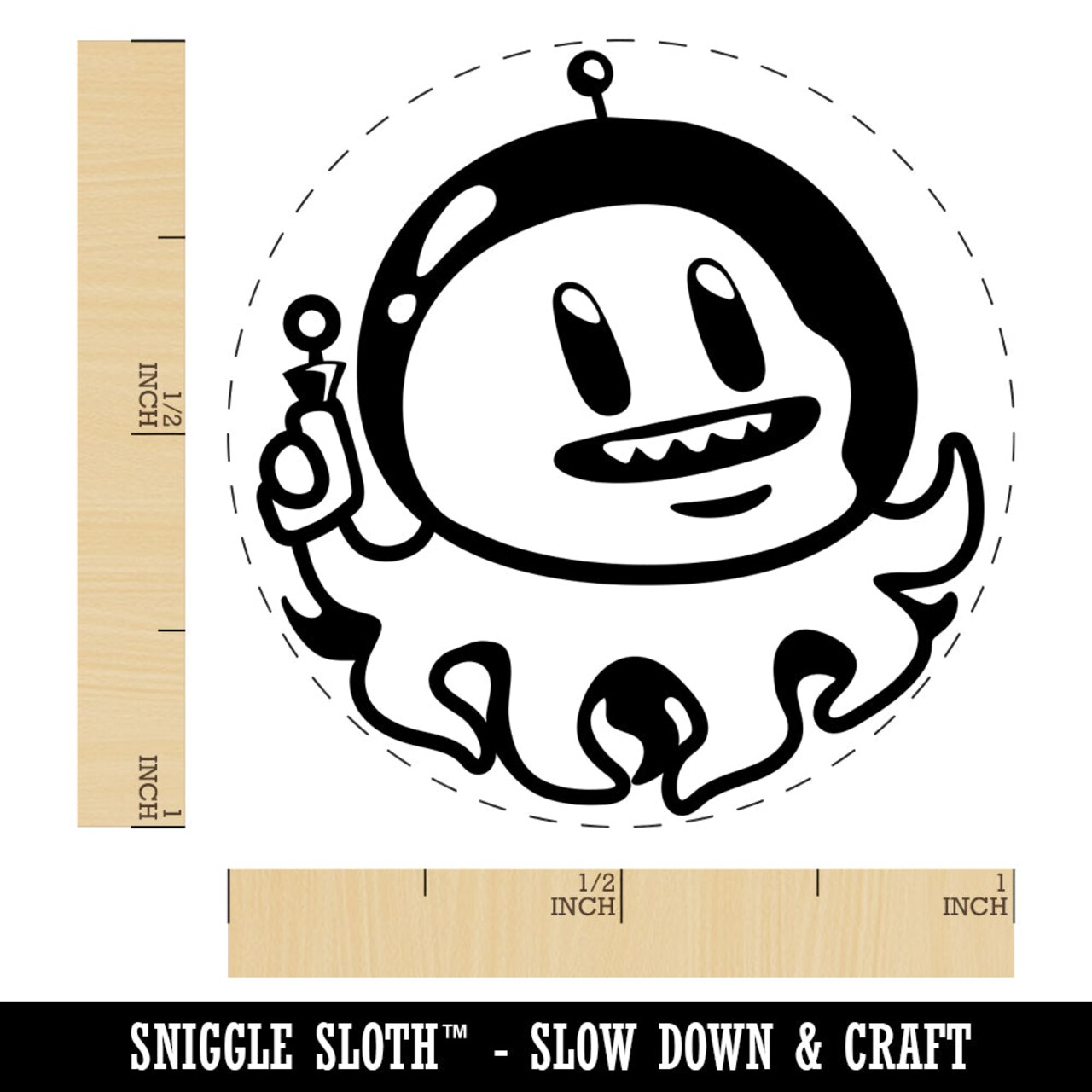 Alien Space Octopus Self-Inking Rubber Stamp for Stamping Crafting Planners